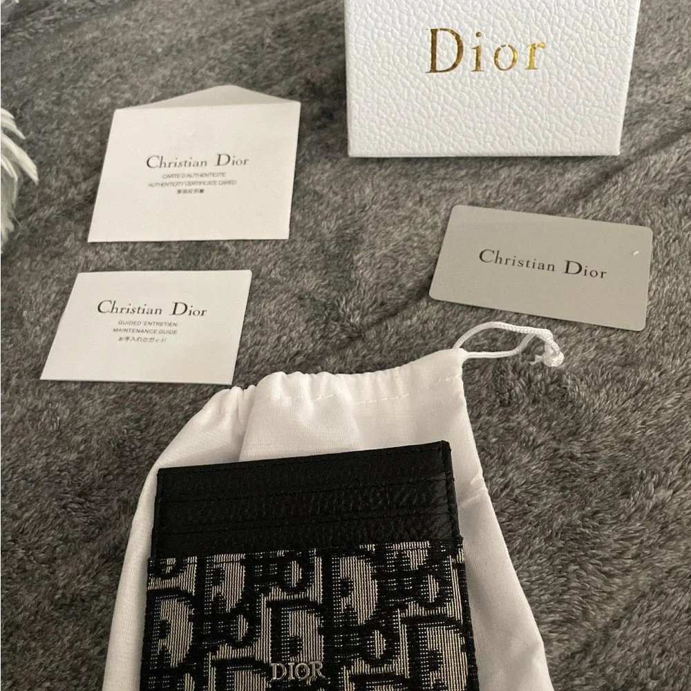 Dior Monogram Card Holder in Black and Cream